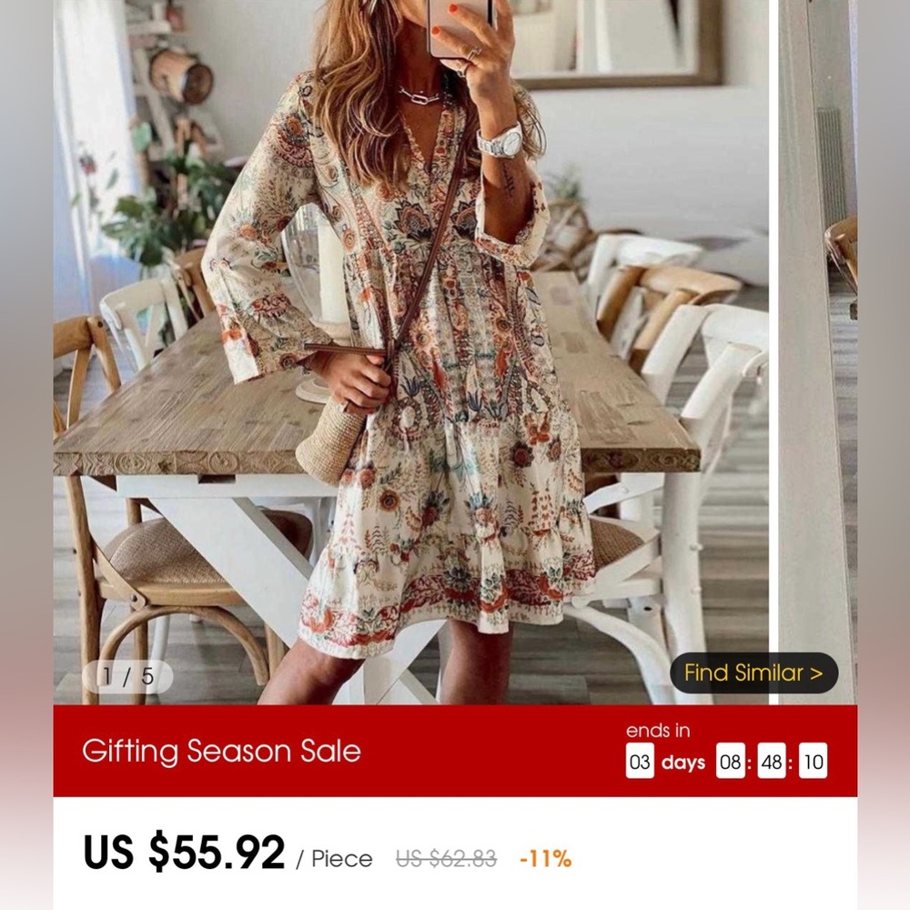 New with tags Boho Bell sleeved tiered dress - Picture 3 of 11